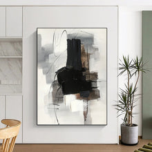 Load image into Gallery viewer, “Monochrome Abstract Gestures” - Black, White, Grey Abstract Art on Canvas DKH1280
