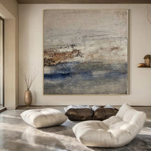 Load image into Gallery viewer, Hand - painted Large - sized Gray - Blue Textured Abstract Acrylic Art for Coastal - Inspired Studies LargeART0129
