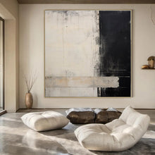 Load image into Gallery viewer, Black &amp; White Textured Abstract Painting, Ideal for Modern Office Lobby &amp; Monochrome Living Room LargeART1384
