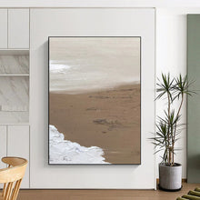 Load image into Gallery viewer, “Sandy Shore” – Smooth beige and white, with textured white “waves” and brown “sand” DTP375

