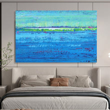 Load image into Gallery viewer, Hand - painted Large - dimension Colorful Blue Landscape Acrylic Art for Vibrant Living Rooms LargeART1793
