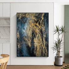Load image into Gallery viewer, Expressionist Abstract Art, Dark - Toned Gold - Streaked Painting for Dramatic Living Room &amp; Edgy Studio LargeART2246
