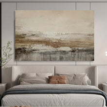 Load image into Gallery viewer, Hand - Painted Light Brown Layered Abstract Acrylic Art for Wabi - Sab Style Bedroom Headboard Decoration LargeART1628
