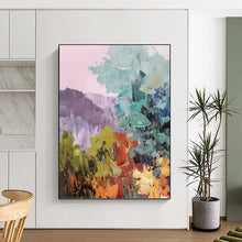 Load image into Gallery viewer, “Soft Pastel Mountain Landscape” - Pastel Multicolor Landscape Art on Canvas DKH1278
