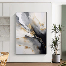 Load image into Gallery viewer, Gold &amp; Gray Abstract Swirl Painting, Perfect for Modern Gallery Wall &amp; Elegant Dining Room LargeART2066
