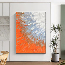 Load image into Gallery viewer, Oversized Orange - Blue Textured Abstract Acrylic Art for Dining Room &amp; Art Gallery LargeART0405
