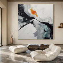 Load image into Gallery viewer, Black, White &amp; Orange Abstract Painting, Ideal for Modern Living Room &amp; Creative Studio LargeART1464
