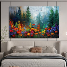 Load image into Gallery viewer, Forest Flower “Rainbow Glade” Painting on Canvas, Enchanted Landscape Art DKH839
