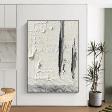 Load image into Gallery viewer, “Textured White &amp; Gray” – Thick white paint with gray vertical strokes, wavy bottom texture DTP371
