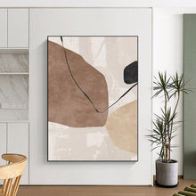 Load image into Gallery viewer, “Neutral Shapes &amp; Black Lines” - Minimalist Abstract Art on Canvas DKH1519
