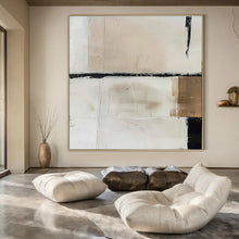 Load image into Gallery viewer, White, Black &amp; Gold Abstract Painting, Perfect for Luxury Bedroom &amp; Chic Lounge LargeART1475
