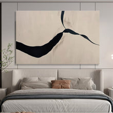 Load image into Gallery viewer, Abstract Painting on Canvas: Black - Ribboned White Canvas - “Elegant Trails” DKH589

