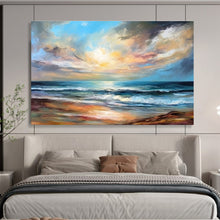 Load image into Gallery viewer, Vibrant Sunset Beach Abstract Painting On Canvas for Lively Living Room &amp; Vacation Home DKH338
