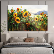 Load image into Gallery viewer, Hand - painted Extensive Sunflower Field Landscape Acrylic Art for Cheerful Dining Rooms LargeART1760
