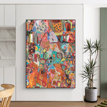 Load image into Gallery viewer, “Vibrant Chaos” Abundant warm hues like orange, red, with assorted shapes and lines. DTP291
