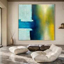 Load image into Gallery viewer, Blue and Green Abstract Fusion Canvas Painting, Ideal for Modern Studio &amp; Calm Waiting Room LargeART1238
