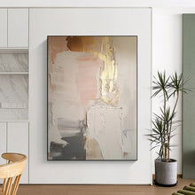 Load image into Gallery viewer, Hand - painted Extensive Pink - Gray - Gold Abstract Textures Acrylic Art for Feminine Dressing Rooms LargeART0092
