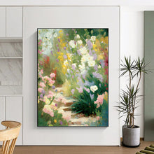 Load image into Gallery viewer, “Impressionist Flower Garden Path” - Colorful Floral Landscape Art on Canvas DKH1356
