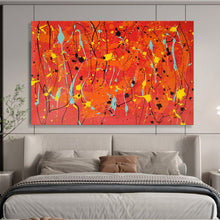 Load image into Gallery viewer, Hand - painted Red Background Drip Painting Acrylic Art for Energetic Gym Interiors LargeART1725
