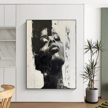 Load image into Gallery viewer, “Fragmented Face in Black and White” – Expressive Figurative Abstract with Textural Layers DTP139
