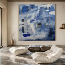 Load image into Gallery viewer, Blue &amp; Gray Abstract Painting, Suited for Coastal - Themed Living Room &amp; Calm Office Space LargeART1419
