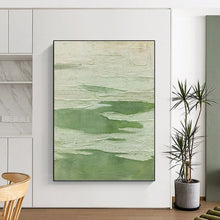 Load image into Gallery viewer, “Textured Green Fields” - Green, White Abstract Art on Canvas DKH1217
