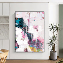 Load image into Gallery viewer, Pastel Dream Cascade – Soft Pink, White, and Teal Dripping Abstract DTP192
