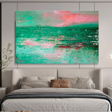 Load image into Gallery viewer, Green - Blue Abstract Sea Painting On Canvas DKH398
