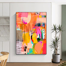 Load image into Gallery viewer, Vibrant Abstract Collage Painting, Ideal for Modern Art Studio &amp; Trendy Boutique LargeART1841
