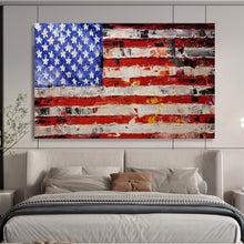 Load image into Gallery viewer, Hand - painted Textured American Flag Acrylic Art for Patriotic Home Decor LargeART1735
