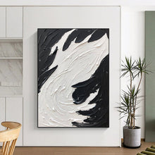 Load image into Gallery viewer, “Swirling Black &amp; White Impasto” – Thick black and white impasto, circular motion DTP398
