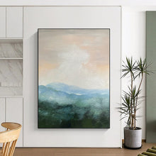 Load image into Gallery viewer, “Soft - Toned Mountain Landscape” - Impressionistic Abstract Acrylic, Ideal for Bedroom and Home Office DTP010
