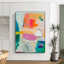 Load image into Gallery viewer, Bright Abstract Shape Painting, Ideal for Playful Kids&#39; Room &amp; Creative Coworking Space LargeART1821
