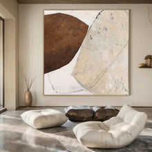 Load image into Gallery viewer, Grand Hand - painted Brown &amp; Beige Textured Shapes Acrylic Art for Neutral - Toned Studies LargeART0171
