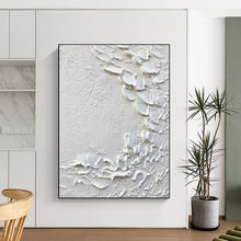 Load image into Gallery viewer, “White Impasto Blooms” – Thick, petal - like white impasto on a textured white background DTP373

