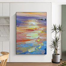 Load image into Gallery viewer, “Sunset Hues: Coastal Abstract” Abstract Painting on Canvas, Beach House Decor DKH1040

