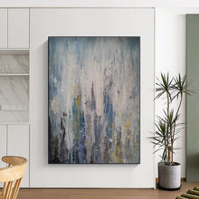 Load image into Gallery viewer, Blue - Gray - Gold Drip Abstract Acrylic Art - Perfect for Art Deco Lounge &amp; Creative Workshop LargeART0561
