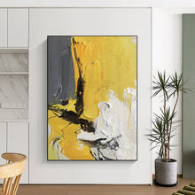 Load image into Gallery viewer, Oversized Yellow - Gray Abstract Contrast Acrylic for Modern Office LargeART0295
