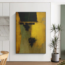 Load image into Gallery viewer, Large - Scale Golden and Green Abstract - Ideal for Luxury Hotel Lobby &amp; Upscale Dining Room LargeART0754
