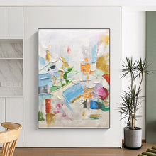 Load image into Gallery viewer, Large Colorful Textured White Abstract - Ideal for Luxury Home Gallery &amp; High - End Design Showroom LargeART0730
