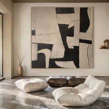 Load image into Gallery viewer, Hand - painted Oversized Black - White Geometric Abstract Acrylic Art for Modern Offices LargeART0125
