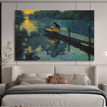 Load image into Gallery viewer, Nocturnal River Scene Abstract Painting for Lakeside Cottage &amp; Cozy Reading Nook DKH221
