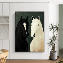 Load image into Gallery viewer, “Two Horses in Simplified Form” Abstract Painting on Canvas, Rustic Living Decor DKH1003
