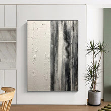 Load image into Gallery viewer, “Textured Divide” – Smooth white and vertically striped black - gray, contrasting textures DTP382
