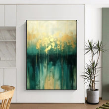 Load image into Gallery viewer, Abstract Painting, Teal &amp; Gold, Elegant Art for Dining Room &amp; Office LargeART2168
