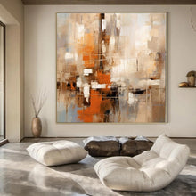 Load image into Gallery viewer, Warm - Toned Abstract Cityscape Canvas Painting, Ideal for Cozy Living Room &amp; Creative Studio LargeART1258
