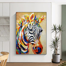 Load image into Gallery viewer, “Colorful Zebra Portrait” - Vibrant Animal Art on Canvas DKH1442
