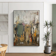 Load image into Gallery viewer, “Urban Chaos: Gray - Toned Abstract” Abstract Painting on Canvas, Industrial Loft Decor DKH1038
