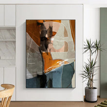 Load image into Gallery viewer, Geometric Collage in Warm Tones Acrylic Art - Perfect for Bohemian - style Cafe &amp; Creative Studio LargeART0567
