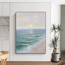 Load image into Gallery viewer, “Fresh Seaside Sunrise” – Light blue, white, and soft pink, depicting a fresh seaside sunrise. DTP350
